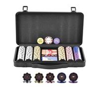 VEVOR Mallette de Poker 300 Jetons de Poker en Argile et ABS 14 g 40x3,3 mm avec 2 Jeux de Cartes Texas Hold'em 1 Bouton de Croupier et 2 Boutons Blind pour Blackjack Jeux de Hasard Casino à Domicile