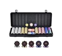 VEVOR Mallette de Poker 500 Jetons de Poker en Argile et ABS 14 g 40x3,3 mm avec 2 Jeux de Cartes Texas Hold'em 1 Bouton de Croupier et 2 Boutons Blind pour Blackjack Jeux de Hasard Casino à Domicile