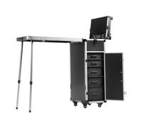 VEVOR Mallette portative Pliable pour Maquillage, Coiffeur, Plan de Travail, Pliable, Pieds de Support, Mallette de Maquillage, boîte à Outils cosmétiques, roulettes, pivotantes, à 360°, Noir, Noir,