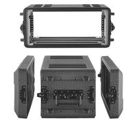 VEVOR Mallette Rack 4U Valise Rack Peu Profond 260 mm pour Amplificateur, Équipement Audio, Table de Mixage DJ, PE, avec Compartiment Microphone, Poignée Transport, Fermeture Verrouillage Encastrée