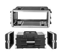 VEVOR Mallette Rack 4U Valise Rack Peu Profond 480 mm pour Amplificateur, Équipement Audio, Table de Mixage DJ, ABS, avec Panneaux Avant et Arrière Amovibles, Poignée, Fermeture Verrouillage Encastrée