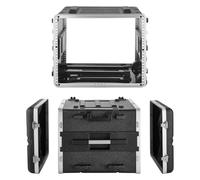 VEVOR Mallette Rack 8U Valise Rack Peu Profond 480 mm pour Amplificateur, Équipement Audio, Table de Mixage DJ, ABS, Mobile, avec Poignée, Fermeture Verrou Encastrée, (7U Espace + 1U pour Roulettes)