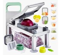 VEVOR Mandoline Cuisine Hachoir à Légumes Coupe Légumes Tout-en-un avec 9 Lames en Acier Inoxydable et Récipient, Râpe à Fromage, Coupe Oignons et Pommes de Terre, Gadgets de Cuisine Hachage Rapide