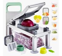 VEVOR Mandoline Cuisine Hachoir à Légumes Coupe Légumes Tout-en-un avec 9 Lames en Acier Inoxydable et Récipient, Râpe à Fromage, Coupe Oignons et Pommes de Terre, Gadgets de Cuisine Hachage Rapide