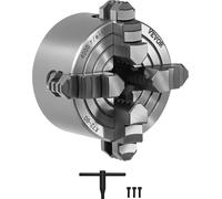 VEVOR Mandrin à 4 mors, 80 mm, à centrage automatique, plage de serrage 5-80 mm avec vis de fixation à clé en T, mors réversibles, matériau HT300, pour tour à bois et à métaux
