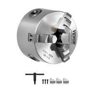 VEVOR Mandrin à 3 mors, 80 mm, à centrage automatique, plage de serrage 2-63 mm avec vis de fixation à clé en T, mors réversibles, matériau HT300, pour tour à bois et à métaux