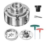 VEVOR Mandrin de Tour à Bois 102 mm Mandrin de Tour à 4 Mors Autocentrant pour Tournage Bois avec Adaptateur 1 pouce x 8 TPI, Mâchoire Ronde, Mâchoire Étagée, en Acier Haute Dureté Finition Nickelée