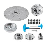 VEVOR Mandrin Tour à Bois φ 96 mm Mandrin de Tour à 4 Mâchoires KP965 Mandrin de Tournage à Bois avec 5 Mors et Clé en T Outil à Centrage Automatique pour Tours Usinage de Précision Meulage Fraisage