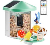 VEVOR Mangeoire Oiseaux avec Caméra Intelligente 2K HD AI Caméra Identifie 10000 Espèces d'oiseaux, 3 Panneaux Solaires, Capture Auto, Notification Instantanée, pour Extérieur Amoureux Oiseaux, Vert