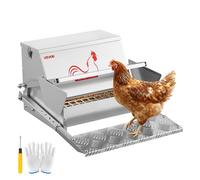 VEVOR Mangeoire Automatique à Pédale pour Poules 11,34 kg Distributeur de Nourriture à Pédale pour Volailles, en Acier Galvanisé, avec Couvercle Verrouillable, Étanche Anti-Gaspillage Anti-Nuisible