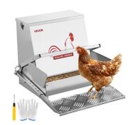 VEVOR Mangeoire Automatique à Pédale pour Poules 18,14 kg Distributeur de Nourriture à Pédale pour Volailles, en Acier Galvanisé, avec Couvercle Verrouillable, Étanche Anti-Nuisible Anti-Gaspillage