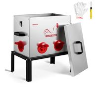 VEVOR Mangeoire Automatique pour Poules 18,14 kg Distributeur de Nourriture pour Volailles à Gravité 6 Ports, Anti-Gaspillage Anti-Nuisible Étanche, en Acier Galvanisé, avec Loquet et Poignéé Portable