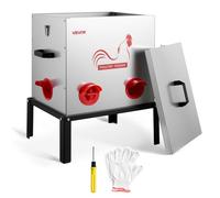 VEVOR Mangeoire Automatique pour Poules 22,68 kg Distributeur de Nourriture pour Volailles à Gravité Anti-Gaspillage, 6 Ports, Anti-Nuisible et Étanche, en Acier Galvanisé, avec Loquet et Poignée