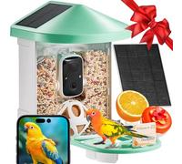 VEVOR Mangeoire Oiseaux avec Caméra Intelligente 2K HD AI Caméra Identifie 10000 Espèces d'oiseaux, 3 Panneaux Solaires, Capture Auto, Notification Instantanée, pour Extérieur Amoureux Oiseaux, Vert