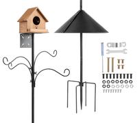 VEVOR Mangeoire pour oiseaux Perche avec 4 crochets, 237 cm Distributeur de nourriture pour oiseaux sauvages Set à suspendre, mangeoire avec protection contre les écureuils, support pour mangeoire pou