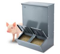VEVOR Mangeoire pour porcs, capacité de 134,5 L, mangeoire pour porcelets en acier galvanisé à double porte, distributeur de nourriture polyvalent pour bétail, accessoire de ferme pour nourrir 8 porcs