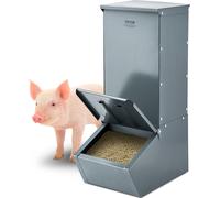 VEVOR Mangeoire pour porcs, capacité de 2,2 boisseaux, distributeur d'aliments à une porte, récipient d'aliments robuste en acier, mangeoire de ratissage polyvalente, râtelier à foin