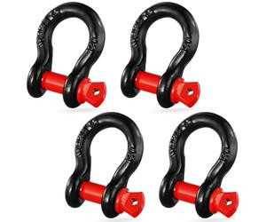 VEVOR Manille à anneau D 12 mm, lot de 4 manilles de remorquage en acier allié, résistance à rupture 8 t avec goupille à vis 15 mm, manilles accessoire de récupération pour VTT, camions, jeep, noir
