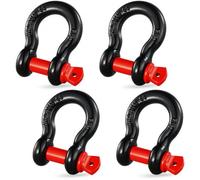 VEVOR Manille à anneau D 16 mm, lot de 4 manilles de remorquage acier allié, résistance à rupture 13 t avec goupille à vis 19 mm, manilles accessoire de récupération pour VTT, camions, jeep, noir