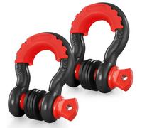 VEVOR Manille à anneau D 19 mm, lot de 2 manilles de remorquage acier allié, résistance à rupture 28,5 t avec goupille à vis 22 mm, isolateurs et rondelles, récupération pour VTT, camions, jeep, noir