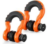 VEVOR Manille à anneau D 19 mm, lot de 2 manilles de remorquage acier allié, résistance à rupture 28,5 t avec goupille à vis 22 mm, isolateurs et rondelles, récupération pour VTT, camion, jeep, orange