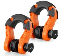 VEVOR Manille à anneau D 19 mm, lot de 2 manilles de remorquage acier allié, résistance à rupture 30 t avec goupille à vis 22 mm, isolateurs et rondelles, récupération pour VTT, camions, jeep, orange