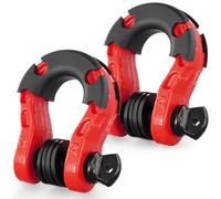 VEVOR Manille à anneau D 19 mm, lot de 2 manilles de remorquage acier allié, résistance à rupture 30 t avec goupille à vis 22 mm, isolateurs et rondelles, récupération pour VTT, camions, jeep, rouge