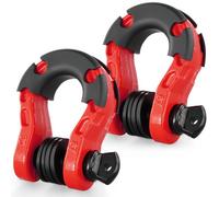 VEVOR Manille à anneau D 19 mm, lot de 2 manilles de remorquage acier allié, résistance à rupture 30 t avec goupille à vis 22 mm, isolateurs et rondelles, récupération pour VTT, camions, jeep, rouge
