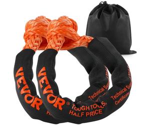 VEVOR Manilles synthétique souple, 12,7x558,8 mm, corde manille remorquage récupération 2PCS, résistance de rupture 20 T, sac de rangement pour UTV, VTT, camions, jeep, véhicules tout-terrain, orange
