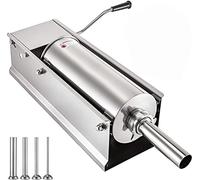 VEVOR Manual Sausage Stuffer, 7 L / 15 LBS Horizontal Sausage Machine, Dual-Speed Meat Stuffer, Made of Food-Grade 304 Stainless Steel, Includes 5 Stuffing Tubes, for Home Kitchen Restaurant Commercia