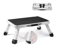 VEVOR Marche Pied Pliable Capacité 150 kg Marche Pied à 1 Marche en Acier 3 Hauteurs Réglables Tabouret Antidérapant Portable pour Tout-petits, Adultes, Bureau, Camping-cars, Salles de Bains, Maison