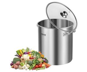 VEVOR Marmite en Acier Inoxydable 22,7 L avec Couvercle et Poignée, Faitout Robuste de Qualité Commerciale, Pot de Cuisson avec Traitement de Ponçage, Marmite Traiteur pour Grands Événements, Argent