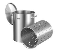 VEVOR Marmite inox 34 L – Qualité commerciale avec panier, couvercle et poignée – Argent