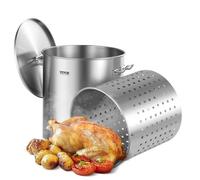 VEVOR Marmite en Acier Inoxydable Cuisine 60,5 L avec Panier Couvercle Poignée