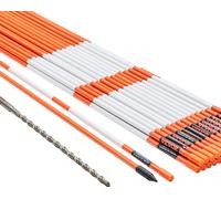 VEVOR Marquages d'entrée, 30 pièces, 48 pouces, 0,4 pouces de diamètre, tiges en fibre de verre orange, piquets à neige avec bande réfléchissante, foret en acier de 12 pouces et gants de protection po