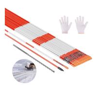 VEVOR Marqueurs d'Allée Lot de 20 Piquets à Neige 8 x 1220 mm Fibre de Verre Réflecteurs Grande Visibilité Bande Réfléchissante, avec Foret en Acier 30 cm, Gants de Protection, pour Parkings, Allées