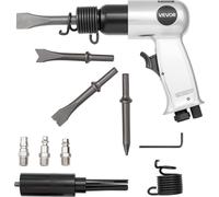 VEVOR Marteau burineur pneumatique, 4500 BPM Marteau pneumatique avec dérouilleur à aiguilles & burins 4 pièces à queue ronde, marteau pneumatique compact pour couper, racler et arracher