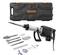 VEVOR Marteau Piqueur de Démolition 2800 W, Burineur Électrique 1200 BPM, Brise-béton avec 3 Burins, 1 Pelle à Argile, Mallette de Transport, Gants, Lunettes, pour Burinage Construction Destruction