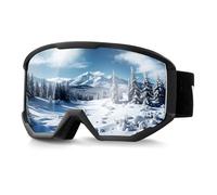 VEVOR Masque de Ski Revêtement Revo Argenté Masque de Snowboard OTG, avec Monture TPU, Double Ventilation Anti-buée, Mousse Triple Couche, Lunettes de Motoneige pour Garçons, Filles, Hommes, Femmes