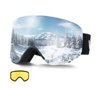 VEVOR Masque de Ski Revêtement Revo Argenté Masque de Snowboard OTG, avec Verres Cylindriques Magnétiques, Double Ventilation Anti-buée, Lunettes de Ski Motoneige pour Garçons, Filles, Hommes, Femmes