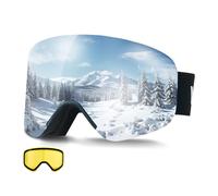 VEVOR Masque de Ski Revêtement Revo Bleu Foncé Masque de Snowboard OTG, avec Verres Cylindriques Magnétiques, Double Ventilation Anti-buée, Lunettes de Motoneige pour Garçons, Filles, Hommes, Femmes