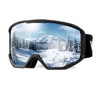 VEVOR Masque de Ski Revêtement Revo Bleu Glacier Masque de Snowboard OTG, avec Monture TPU, Double Ventilation Anti-buée, Mousse Épaisse, Lunettes de Motoneige, pour Garçons, Filles, Hommes, Femmes