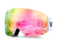 VEVOR Masque de Ski Revêtement Revo Rose Masque de Snowboard OTG, avec Verres Sphériques, Double Ventilation Anti-buée, Mousse Triple Couche, Lunettes Motoneige pour Garçons, Filles, Hommes, Femmes