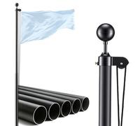 VEVOR Mât de Drapeau 9,14 m Kit Mât de Drapeau Sectionnel pour Jardins Résidentiels, Entrées Commerciales, Lieux Événementiels, Espaces Extérieurs, en Aluminium Épais, avec Manchon de Sol en PVC, Noir