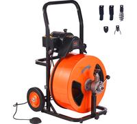 VEVOR Mèche pour canalisations 100 FT x 3/4 pouces, déboucheur automatique, y compris 4 têtes de coupe et pédale à air, convient pour les canalisations de 1 "à 4