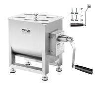 VEVOR Mélangeur à viande manuel, équipement de traitement de la viande avec réservoir fixe 10 L capacité de mélange max. 6,8 kg, en inox, avec réducteur de vitesse, pour chair à saucisse bœuf haché