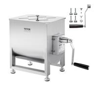 VEVOR Mélangeur à viande manuel, équipement de traitement de la viande avec réservoir fixe de 30 L, machine à mélanger pour chair à saucisse en acier inox avec réducteur de vitesse, pour bœuf haché