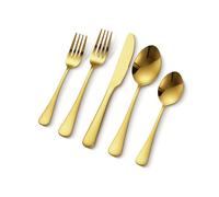 VEVOR Ménagère 100 pièces, couverts en acier inoxydable de qualité alimentaire, finition miroir, lavables au lave-vaisselle, avec couteau, fourchette, cuillère, pour cuisine, maison, 20 personnes, or