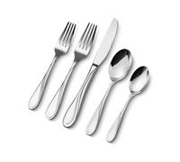 VEVOR Ménagère 45 pièces, couverts en acier inoxydable de qualité alimentaire, finition polie miroir, lavables au lave-vaisselle, avec couteau, fourchette, cuillère, pour cuisine, maison, 8 personnes