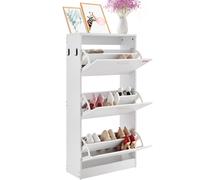 VEVOR Meuble de Rangement à Chaussures avec 3 Abattants Armoire à Chaussures Grande Capacité en Panneau Aggloméré P2 Range-Chaussures pour Talons Bottes Meuble d'Entrée Couloir Salon 60x24x120 cm